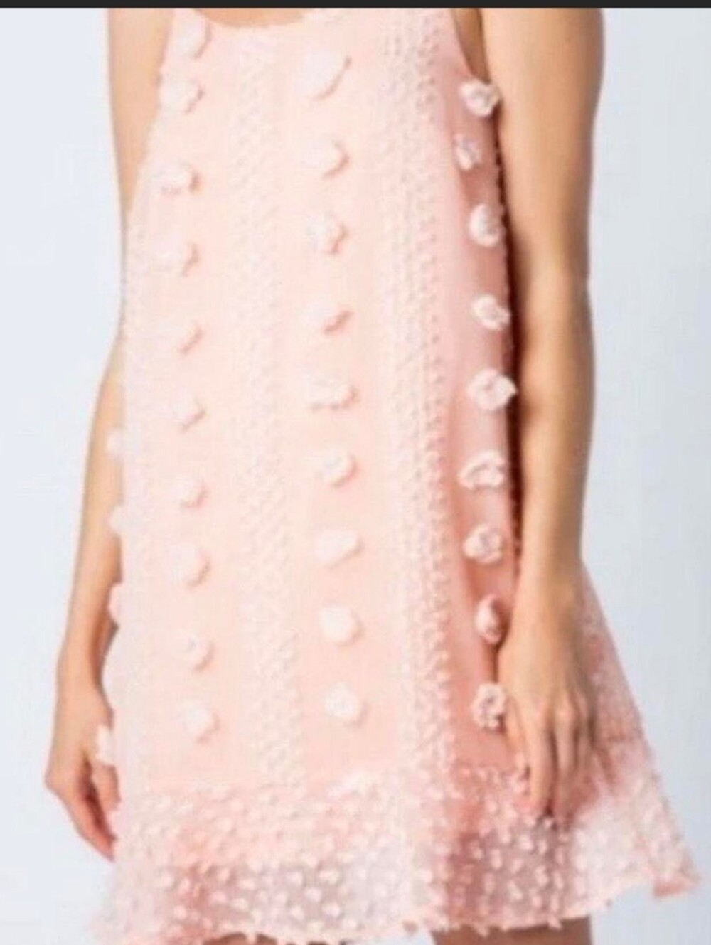 Pink Pom-Pom Tiered Strappy Mini Dress